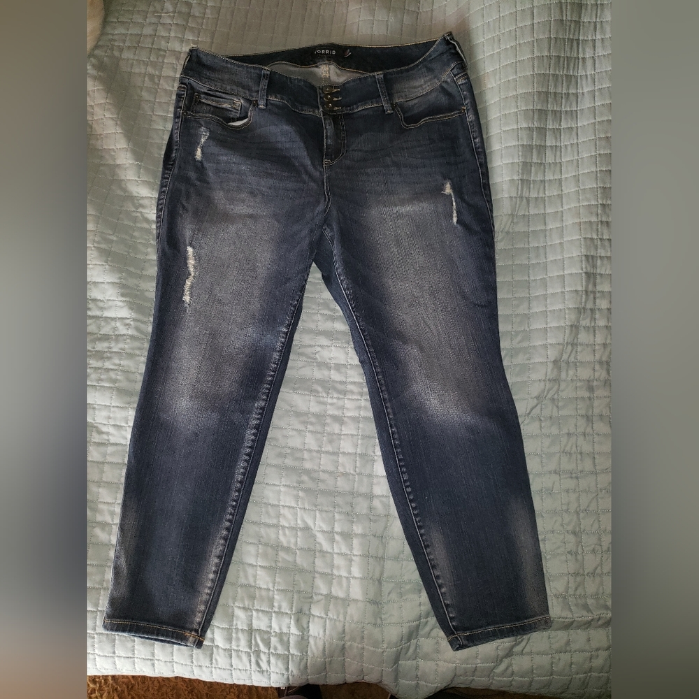 Torrid Jeans Size 20xs jegging 3-Button Premium Stretch Denim Dark Blue